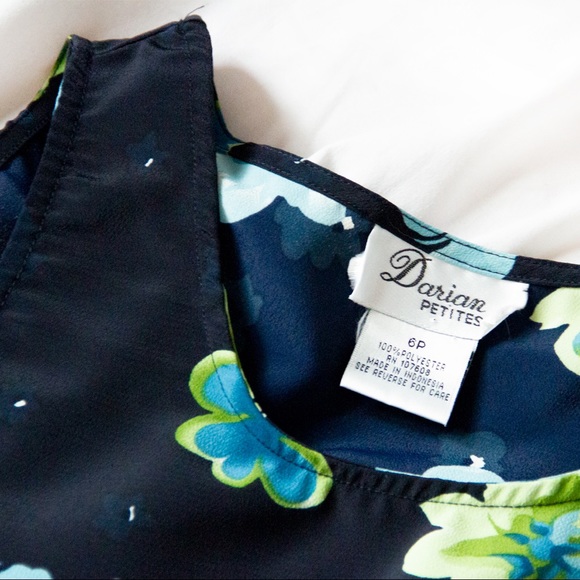 Y2K Navy Floral Tie Back Dress - Picture 2 of 7